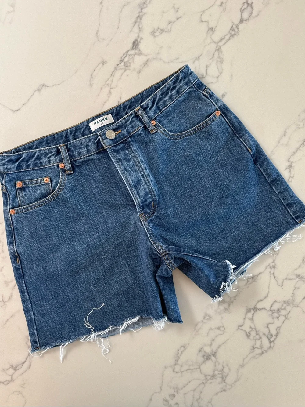 Parke Long Baggy Shorts - Medium Wash - Size 28